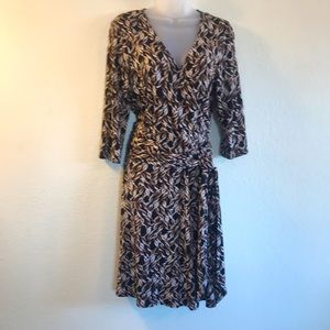 🖤 AB Studio Black & Brown Faux Wrap Dress – Size L (#544)